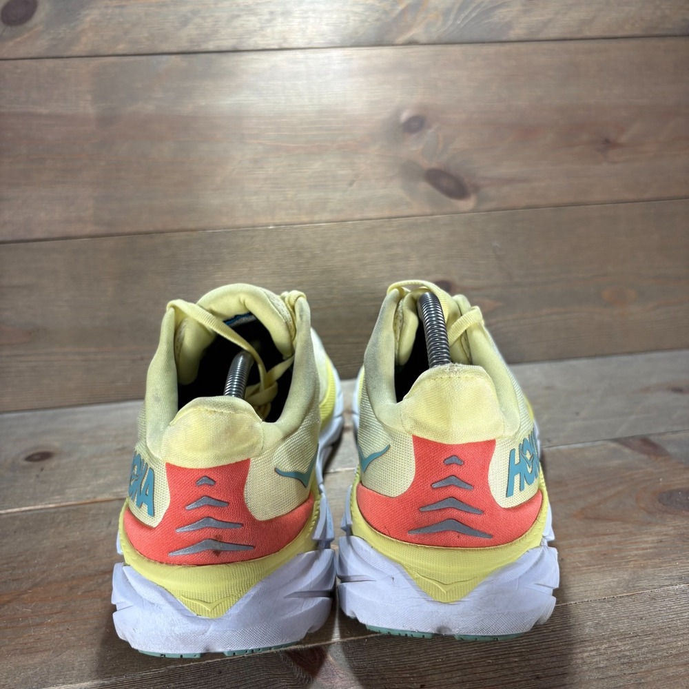 Hoka Clifton 8 Womens size 11 shoes Yellow Mesh Lace Up Cushioned running shoes - Picture 4 of 11